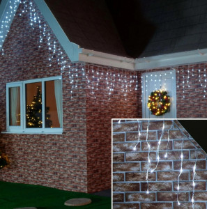 Instalatie Turturi 901W, 300 LED-uri, alb rece, 15metri, Fir Alb, Interconectabil cu flash led, Tip Franjuri, de Exterior - Img 7