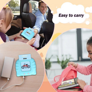 Joc Interactiv, ALBASTRU, Cititor Carduri in Limba Engleza Kitty Cards Reader, Invata Engleza 112 bucati carduri flash 224 de cuvinte, 2 ani+, Jucarie educativa Montessori, 0100ZD - Img 4