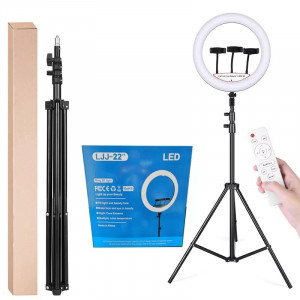 Lampa Circulara LJJ-22, Ring Light , 56cm/22Inch, LED, Trepied Extensibil, 9 Trepte Reglaj, Multicolor