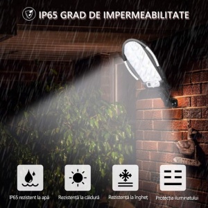 Lampa Solara Stradala cu Telecomanda, Cu Panou Solar Incorporat, De Exterior, 156 COB 6 LED, cu Senzori de Amurg, Miscare si Lumina, IP65 Wateproof, 3 Moduri Functionare, Brat de Montare Inclus, Negru - Img 6