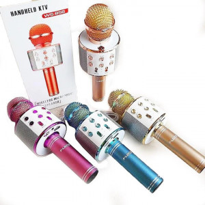 Microfon Karaoke Pentru Copii, Gold WS-858, wireless, acumulator 1800mah, iOS si Android - Img 5