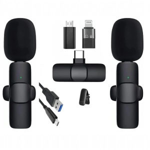 Microfon wireless K9 pentru telefoane mobile de tip C și iPhone, microfon cu guler pentru înregistrare video YouTube, podcasturi, videoclipuri , interviuri și conferințe