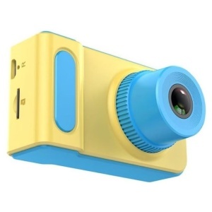 Mini camera pentru copii, incarcare USB, microSD, galben/albastra