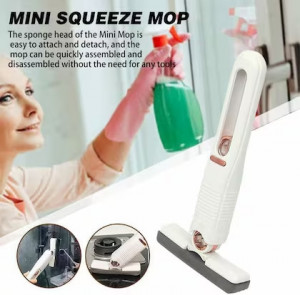 Mini Mop Portabil cu stoarcere automata, Burete de inalta calitate, Spalare umeda sau uscata, Potrivit pentru Geamuri, Blaturi, Bucatari, Bai - Img 4