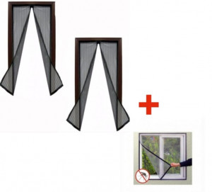 Oferta Promo - 2 x Plasa de usa impotriva insectelor 100cm x 210cm plus 1 Plasa de geam impotriva insectelor 130cm x150cm