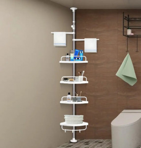 Organizator Multifunctional de Colt Multi Corner Shelf, Pentru Baie si Bucatarie, cu 4 etajere, inaltime 100-320 cm, ideal pentru lipsa de spatiu de stocare - Img 6