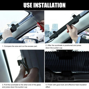 Parasolar Auto Retractabil Automat pentru Parbriz sau Luneta Spate tip Jaluzea cu Ventuze - Img 8