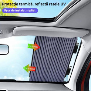 Parasolar Auto Retractabil Automat pentru Parbriz sau Luneta Spate tip Jaluzea cu Ventuze - Img 6
