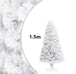 Pin Artificial de Craciun, Alb, Pin Lucios, inaltime 150cm, suport inclus