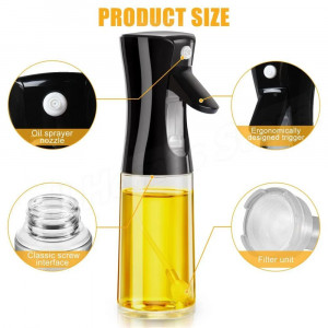 Pulverizator Negru pentru Ulei, Otet sau alte lichide, reincarcabile, multifunctionale, capacitatea 230 ml, Material Sticla si PVC, Negru - Img 4