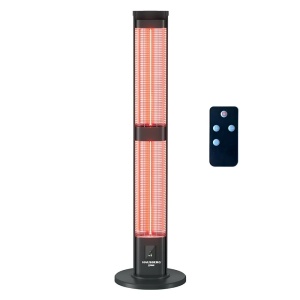 Radiator electric digital cu telecomanda Hausberg HB-8570NG, 3000W, 3 trepte incalzire, tub dublu din fibra de carbon, protectie IP45, termostat digital, Negru - Img 7