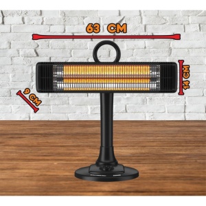 Radiator electric Hausberg HB-8565NG, 1000W, 2 trepte incalzire, tub din fibra de carbon, protectie IP24, termostat mecanic, carcasa din metal - Img 5