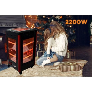 Radiator electric Hausberg HB-8802NG, 2200W, 5 niveluri de putere, incalzire in 5 directii, roti deplasare, maner pentru transport, protectie pentru rasturnare, Negru - Img 9