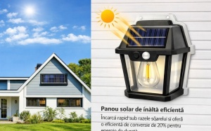 Set 8 Bucăți Lampă Solară de Perete Exterior cu Senzor de Mișcare și Senzor Crepuscular, 3 Moduri Iluminare - Img 4