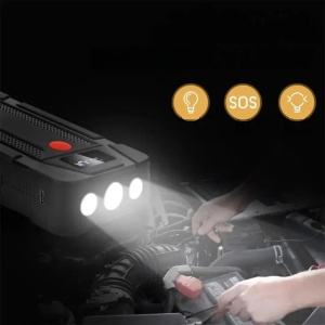 Starter auto cu LED 18000mAh -K01- cu compresor de aer portabil, pornire automată, încărcător de baterie pentru scule electrice de urgență - Img 2