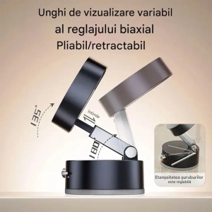 Suport magnetic nou pentru telefon cu aspiratie magnetica, pentru telefon cu aspiratie, suport magnetic pentru telefon pliabil si retractabil pe ambele parti, pentru toate telefoanele mobile (negru) - Img 2