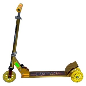 Trotineta Scooter Galben Auriu, cu 2 Roti pe Spate, pentru copii, Greutate maxima 50Kg - Img 2