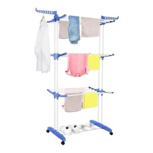 Uscator vertical pentru rufe, mobil si pliabil, cu doua umerase, 75x57x170cm, sarcina 40kg
