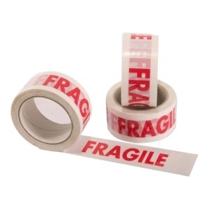 Banda adeziva alba 48mm x 60m, inscriptionata Fragile