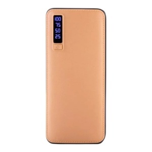 Baterie Externa Smart Power Bank 20000 mAh, 3 x USB Design Piele, Maro