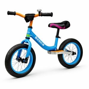 Bicicleta fara pedale 1199, Albastra, 2-6ani, Reglabila, Roti 12inch - Img 3