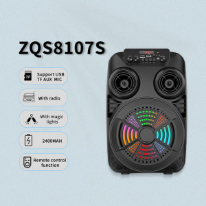 Boxa Portabila Wireless ZQS 8107S, Lumini LED RGB, 3000Mah acumulator, Suport Microfon AUX, Telecomanda, Negru - Img 4