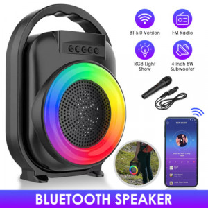 Boxa Portabila ZQS1445, Putere 8W, Lumini Led RGB, Suport microfon, Suport Card SD, Incarcare rapida,1500 mAH Negru - Img 4