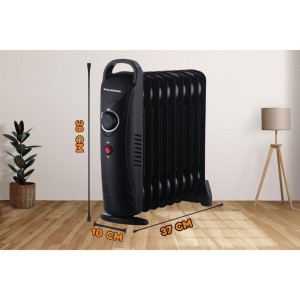 Calorifer electric cu ulei HAUSBERG HB-8945, o singura treapta de incalzire, 1000-1200 W, 9 elementi 110 mm x 330 mm, termostat reglabil, maner si rotite pentru o deplasare facila, indicator luminos functionare, negru - Img 2