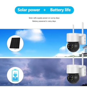 Camera inteligenta cu panou solar si baterie interna, Wifi 2.4 sau 5G, slot de card, Functie PTZ rotire 360, aplicatie mobil - Img 2