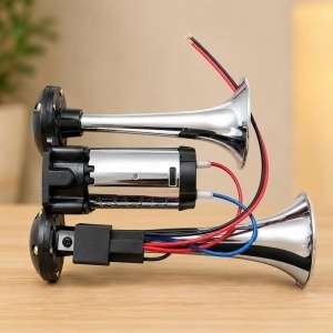 Claxon Auto 12V cu 2 Goarne Cromate și Compresor Inclus - Img 3