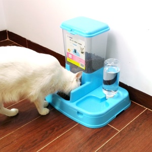 Dispenser mancare/apa pentru animale, 2in1, albastru - Img 3