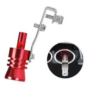 Fluier teava evacuare auto/moto, aluminiu rosu, efect sonor turbo, usor de montat