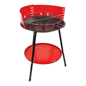 Gratar Rotund Din Metal Pe Carbuni, Pentru Gradina, Rosu, 36cm - Img 3