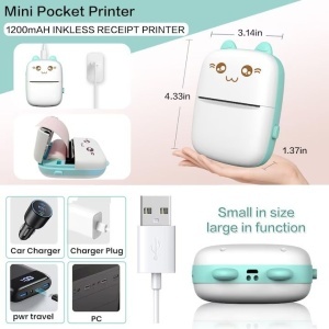 Imprimanta termica portabila, Mini Sticker Printer, Bluetooth, multicolor, 82x82x45mm - Img 2