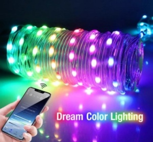 Instalatie de Craciun Liniara LED RGB Smart , Control prin Aplicatie Telefon, Telecomanda, Joc de Lumini pe Muzica, IP65 Waterproof, Conexiune USB, 5m, Multicolor - Img 5