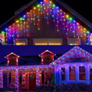 Instalatie Turturi T500C, 500 LED-uri, Multicolor, 20 metri, Interconectabil, Multiple Jocuri de Lumini, Tip Franjuri, de Exterior - Img 3