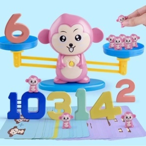 Jucarie Maimuta tip balanta invatam matematica, joc de invatare a numerelor si jucarii educative, 27 cm, pentru copii - Img 3