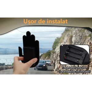 Lampa LED auto cu telecomanda, gesturi, 4 moduri de salut, 15cm, neagra, set cu telecomanda si autocolante - Img 7