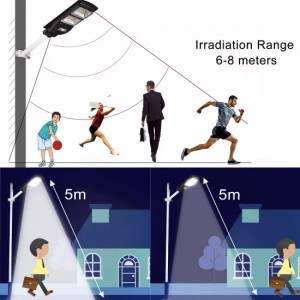 Lampa Stradala Proiector LED cu Incarcare Solara , 2 cadrane, 200W, Panou Solar si Telecomanda - Img 6