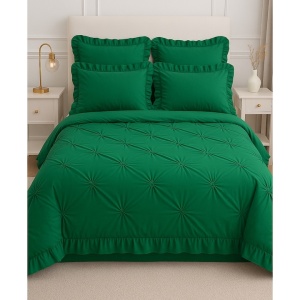 Lenjerie 4 Piese cu Volanase Finet, Verde Inchis, P-10