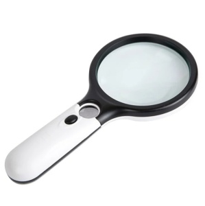 Lupa profesionala cu iluminare LED-uri pe baterii si doua lupe incorporate