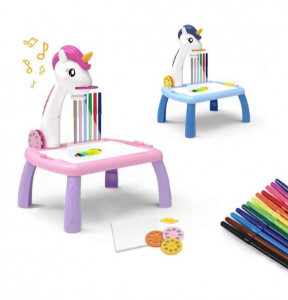 Masuta de desenat UNICORN ALBASTRA cu proiector, diapozitive, holograme - Img 4