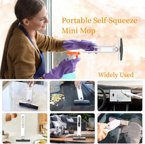 Mini Mop Portabil cu stoarcere automata, Burete de inalta calitate, Spalare umeda sau uscata, Potrivit pentru Geamuri, Blaturi, Bucatari, Bai - Img 5