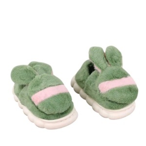 Papuci de copii, de casa, voluminosi, stil mocasini Verde