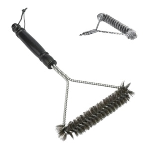 Perie pentru curatarea gratarului , din otel inoxidabil, maner ergonomic, negru, 30x17x3cm - Img 2