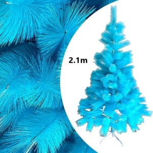 Pin Artificial de Craciun, Albastru, Pin Lucios, inaltime 210cm, suport inclus