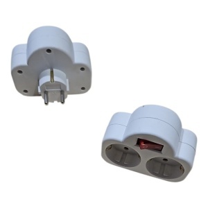 Priza electrica 2 in 1 cu comutator, standard francez, 16A, 230V, alb