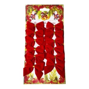 Set 12 fundite Craciun, rosu intens – pentru brad, coronite si cadouri, 23x11.5cm