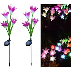 Set 2 Lampi Solare LED tip Floare, Mov - Img 2
