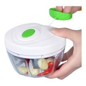 Tocator manual pentru legume, 3 cutite, actionare cu snur